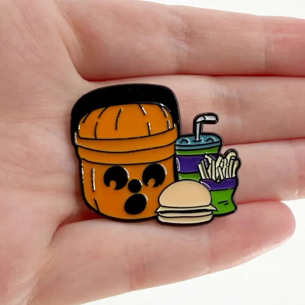 Cute Pumpkin Drink Enamel Pin Burger Fries Fast Food Fall Halloween Soft Enamel